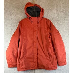 L.L. Bean Women's Medium Winter Warmer Jacket Orange Fleece Lined Hooded 271136
